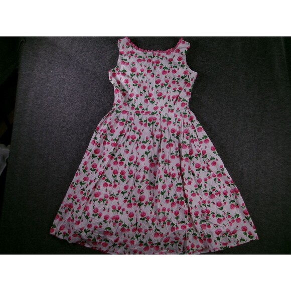 Vintage Talbots Dress Women 8 White Pink Floral Ruffle Trim Costal Resort USA - Picture 9 of 11